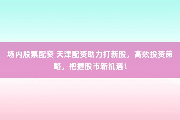 场内股票配资 天津配资助力打新股，高效投资策略，把握股市新机遇！