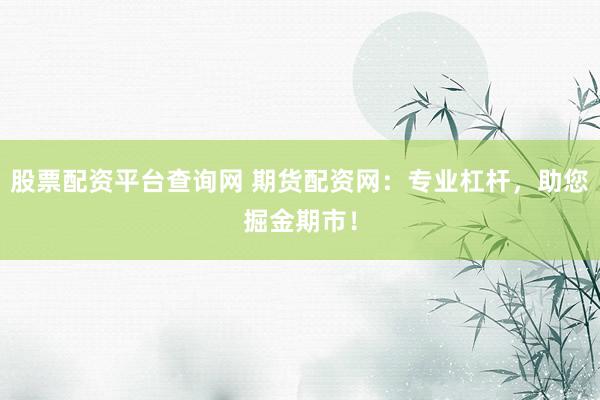 股票配资平台查询网 期货配资网：专业杠杆，助您掘金期市！