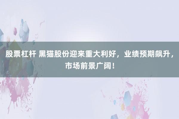 股票杠杆 黑猫股份迎来重大利好，业绩预期飙升，市场前景广阔！