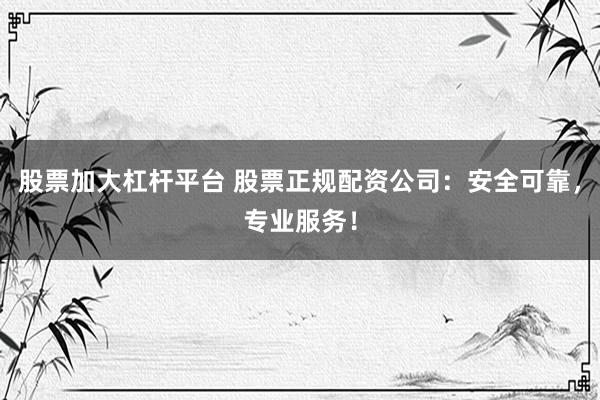 股票加大杠杆平台 股票正规配资公司：安全可靠，专业服务！