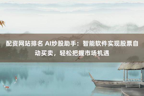配资网站排名 AI炒股助手：智能软件实现股票自动买卖，轻松把握市场机遇