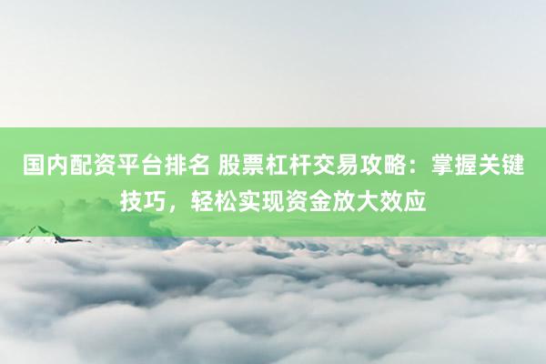 国内配资平台排名 股票杠杆交易攻略：掌握关键技巧，轻松实现资金放大效应
