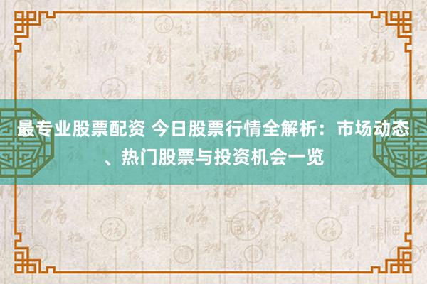 最专业股票配资 今日股票行情全解析：市场动态、热门股票与投资机会一览