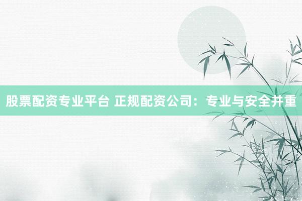 股票配资专业平台 正规配资公司：专业与安全并重